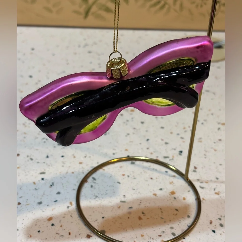 Vintage Pink Cat-Eye‎ Glasses Ornament Retro Glam, Sparkly, Christmas Decor